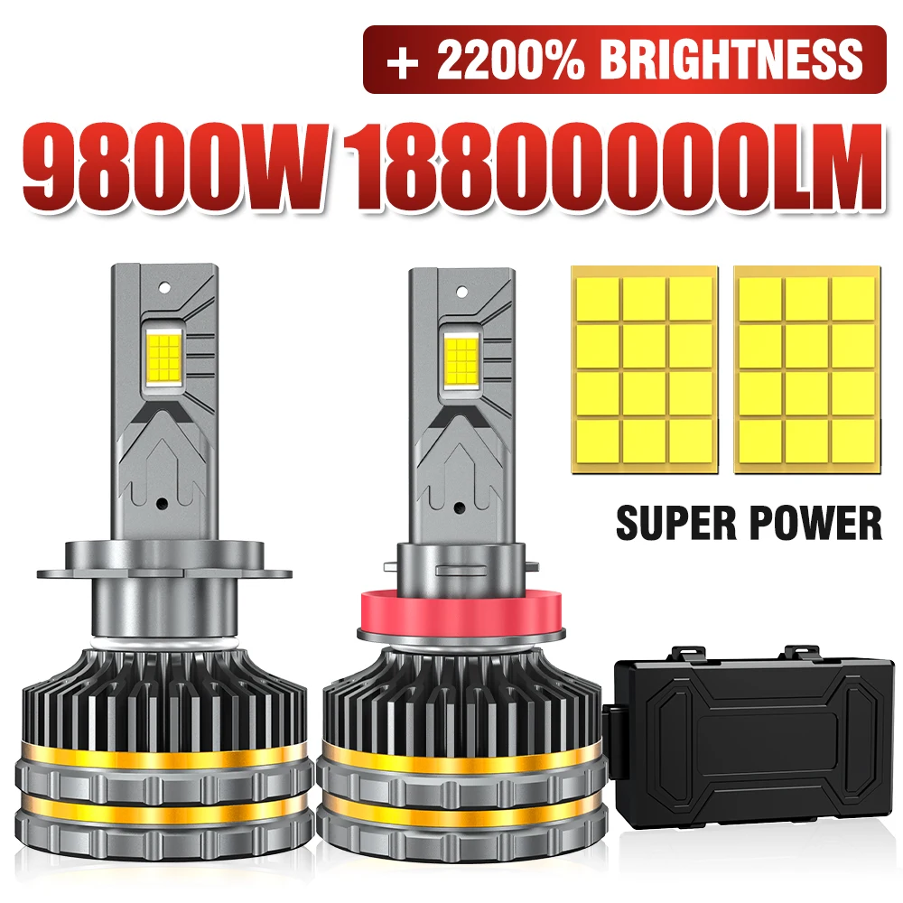 

H4 LED Canbus 2PCS H7 H11 18800000LM 9800W H1 H9 H8 9005 9006 HB4 9012 HIR2 8890 CSP 24V Грузовик 6000K Автомобильные фары Лампы Авто