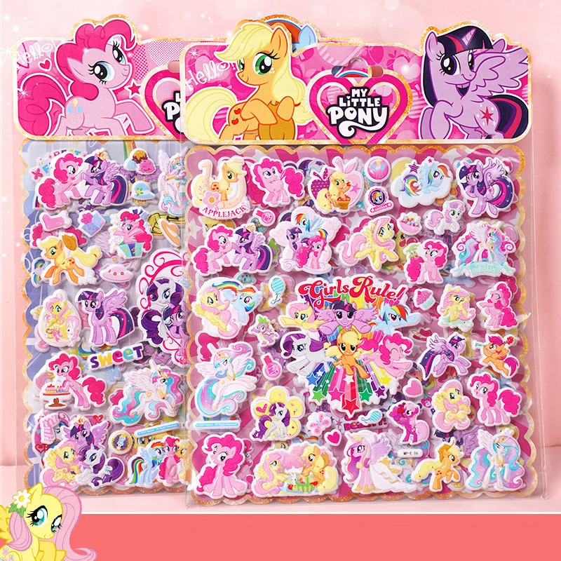 Kawaii My Little Pony Stickers Pinkie Pie Fluttershy Cartoon Anime 3D Foam Stickers Phone Case Cups Luggage Stickers Gift Toys