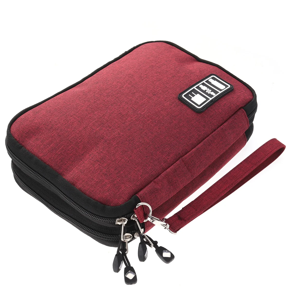

Small Electronics Accessories Organizer Earphone Cable USB Flash Drives Digital Storage Pouch Data Bag Case (Red)