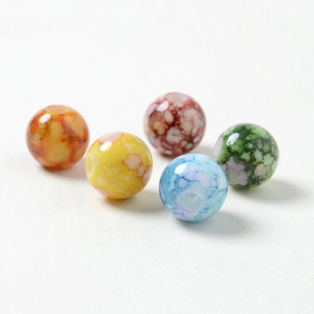 50pcs 8mm Cracked Beads Acrylic Loose Spacer Beads for Jewelry Making Handmade DIY Beaded Bracelet Earring
