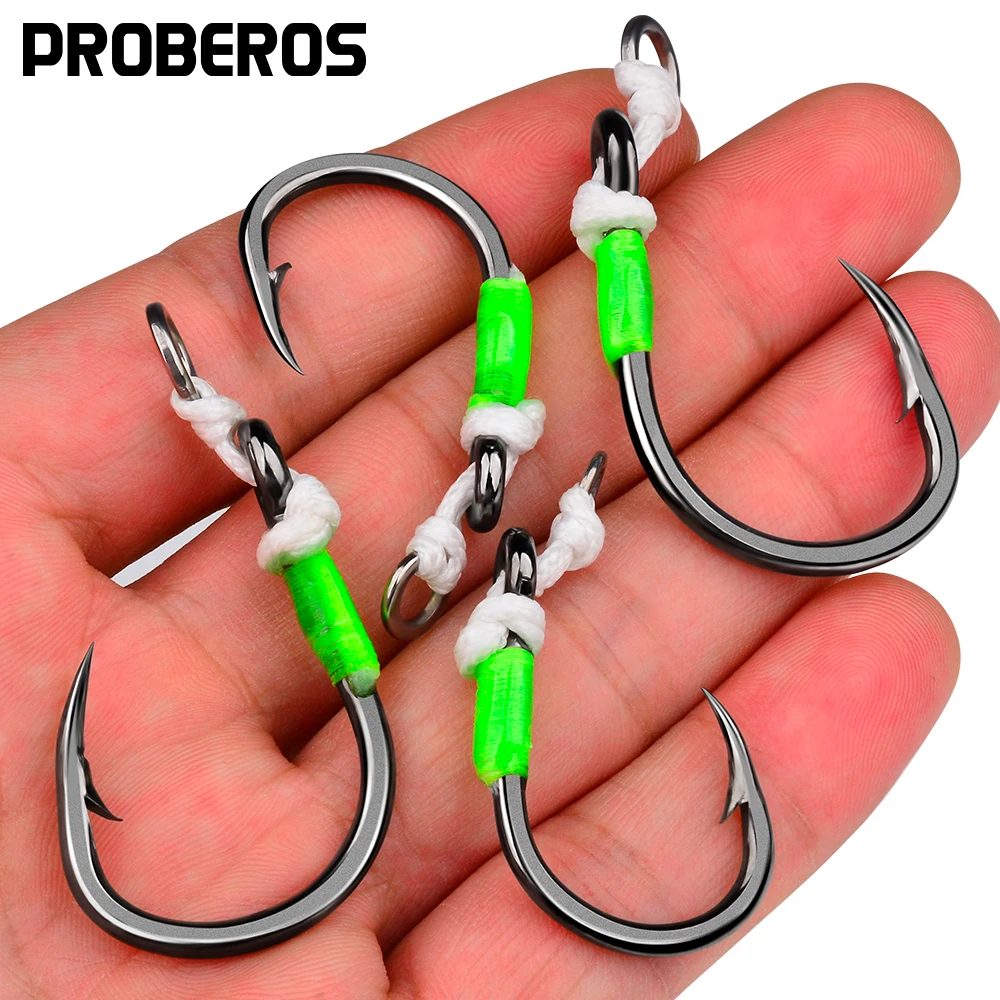 

PROBEROS 5pcs Single Fishing Hook Heavy Duty Reinforced Anti-Slip for Sea And Boat Fishing Durable Construction Fishing Gear