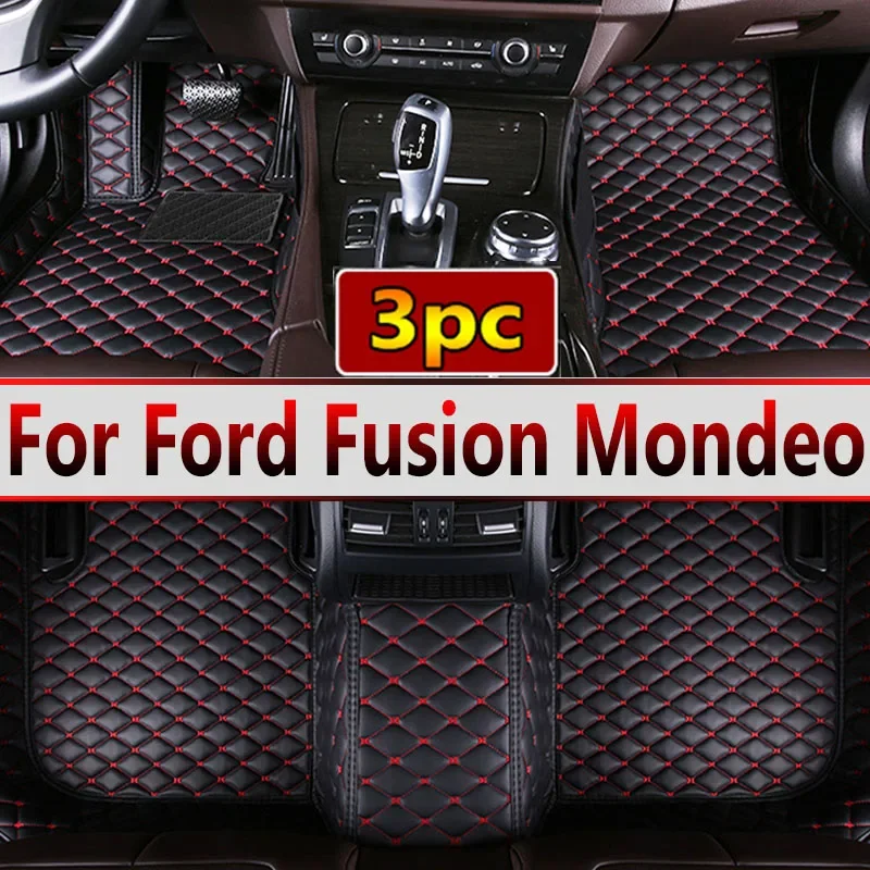 Custom Automotive Car Floor Mats For Ford Fusion Mondeo 2017 2018 2019 2020 Auto Luxury Leather Men Women Car Mats Full Coverage