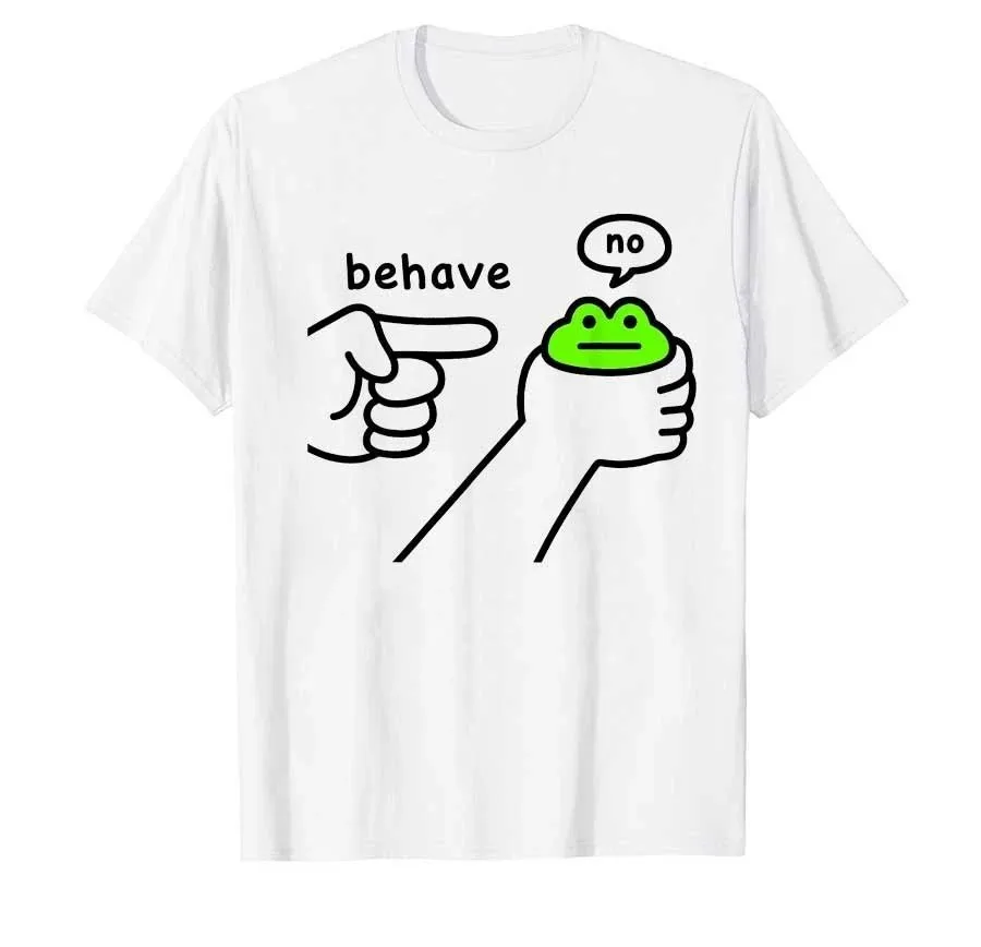 

Забавные топы Y2k Dishonest Frog Funny Frog Meme Behave No Cartoon Футболка с принтом Хлопковые повседневные свободные футболки Спортивные футболки с коротким рукавом