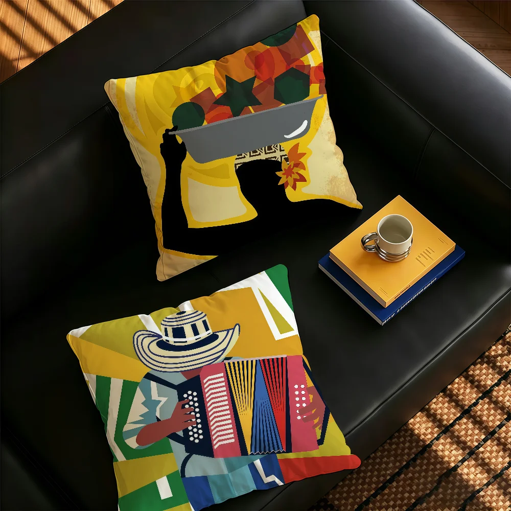 Vintage Landscape Colombia cushion cover Anti-dustmite Sofa Cushion Decorative Office Cover Lounge Area Indoor & Outdoor Use