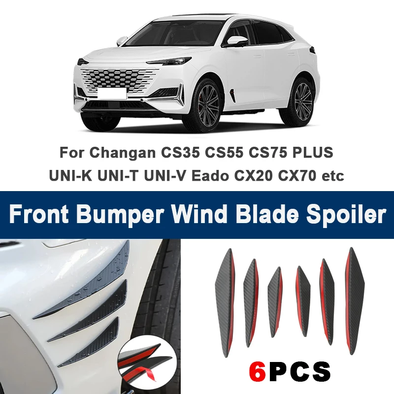 

6pcs Front Bumper Lip Side Splitter Fins Wind blade Spoiler - For Changan CS35 CS55 CS75 PLUS UNI-K UNI-T UNI-V Eado CX20 CX70