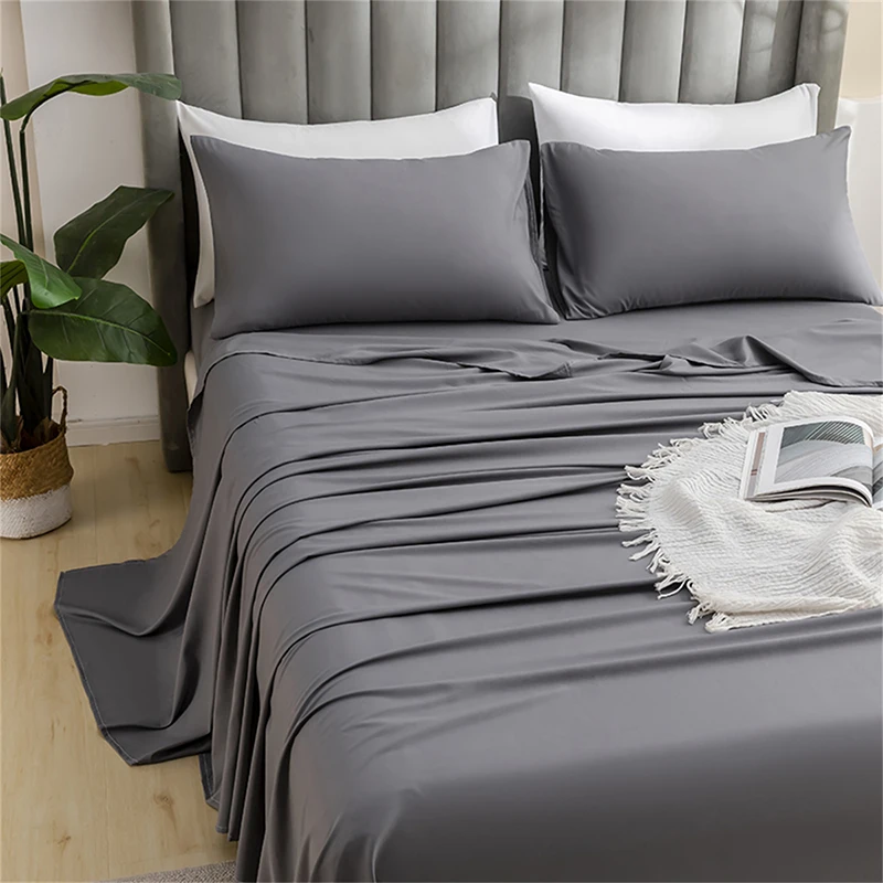 1pc Solid Color Fitted Sheet, Mattress Protective Cover, Skin-Friendly Deep Pocket Fitted Sheet, Lightweight Cloud-Like Feel Bed