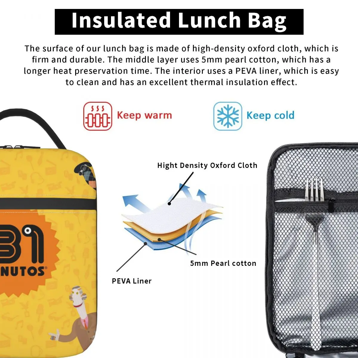 حقيبة غداء معزولة من كوميديا تشيلي 31 دقيقة حقيبة حرارية حاوية الوجبات، صندوق غداء كرتوني مانع للتسرب #5