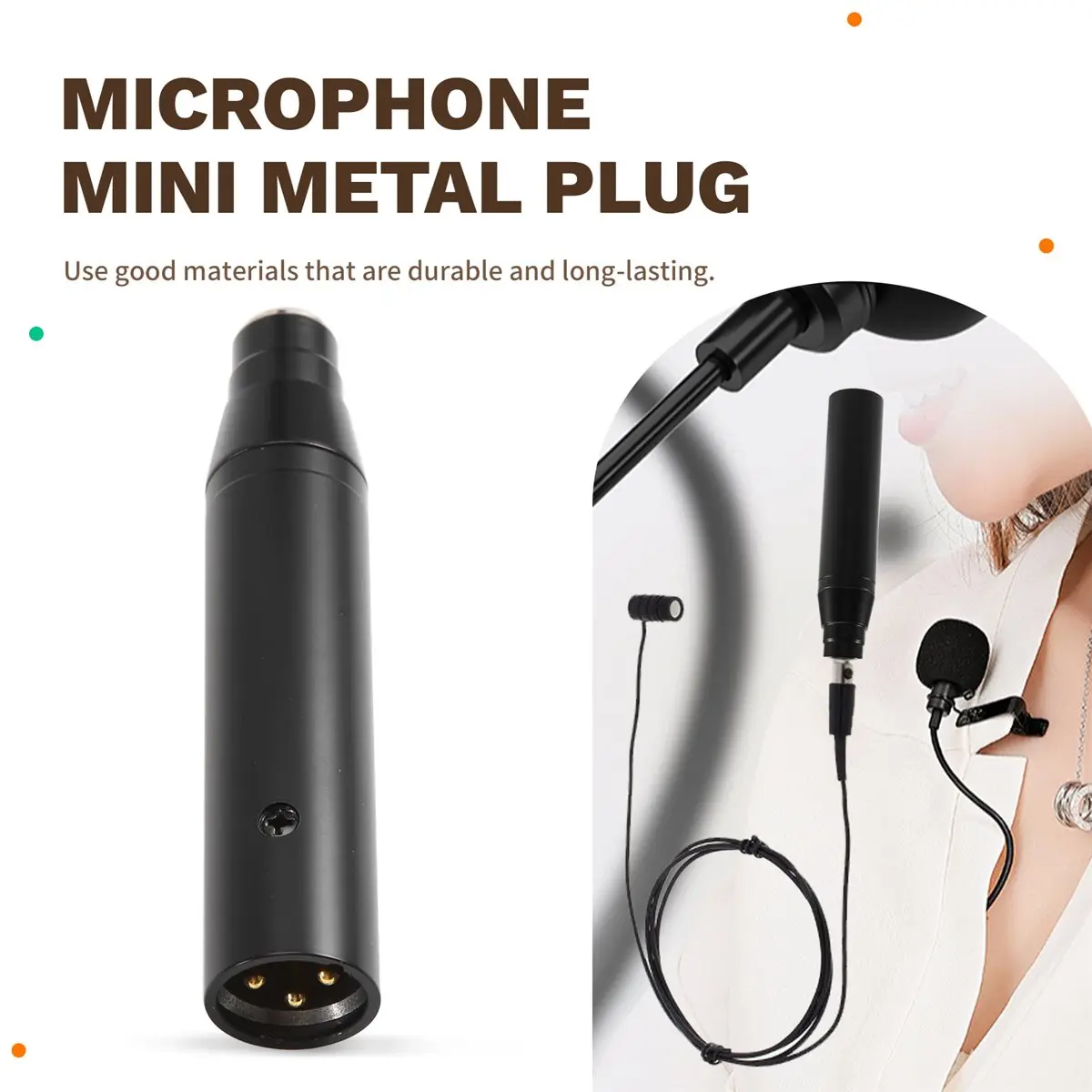 DT81 48V Phantom Power Mic Musical Instrument Microphone Adapter Male XLR for Shure 4 Pin TA4F Lavalier Headset