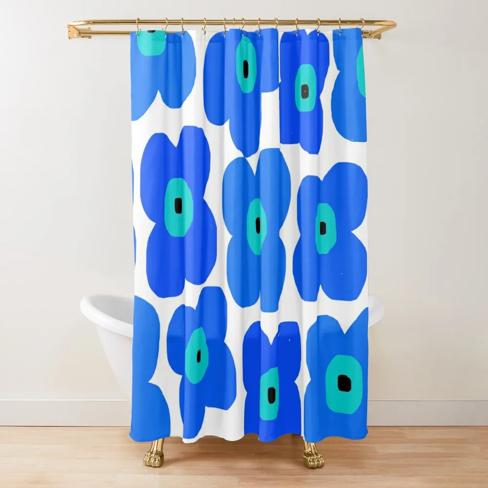 

Cool Floral Pattern Aesthetic in Gradient Blue and Turquoise #1 Shower Curtain Bathroom Showers Cover Curtain