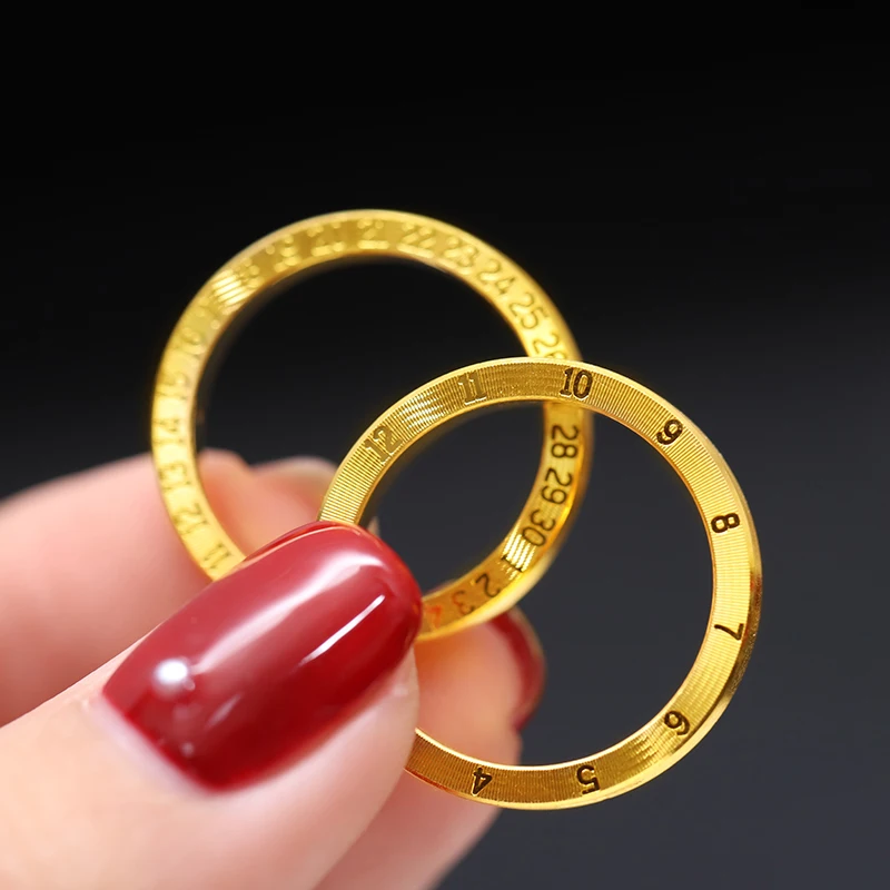 

Pure 999 24K Yellow Gold Men Women Lucky Clock 520 Heart Ring Us Size:4-8