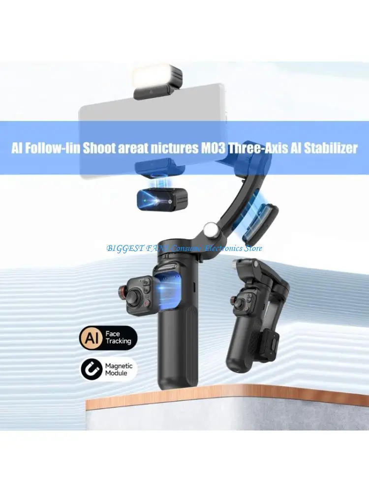 

Phone Gimbals Stabilizer Light AI Trackings Mics For Live Streaming Video