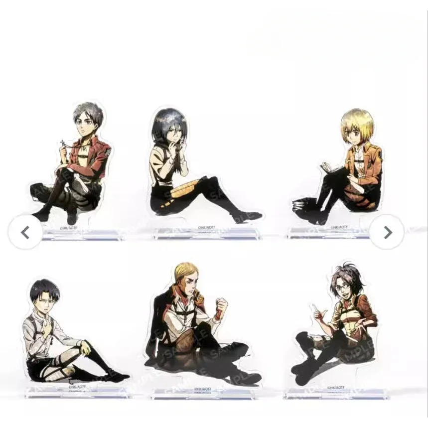 Game Erwin Smith Levi Ackerman Mikasa Eren Yeager Armin Arlert Acrylic Stand Doll Anime Figure Model Plate Cosplay Toy for Gift