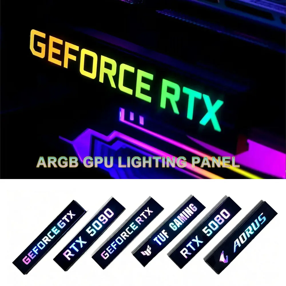 RTX 5090 5080 4090, MOD GTX ROG 3060ti 4080 GPU 측면 ARGB 플레이트용 비디오 카드 조명 패널, 게이머 캐비닛 페이스 램프 AURA SYNC