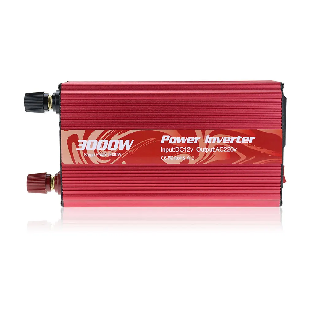 Vehicle Power Inverter Portable DC 12V to AC 220V Sine Wave Overload Protection Built-in Fan Boat Camping Converter