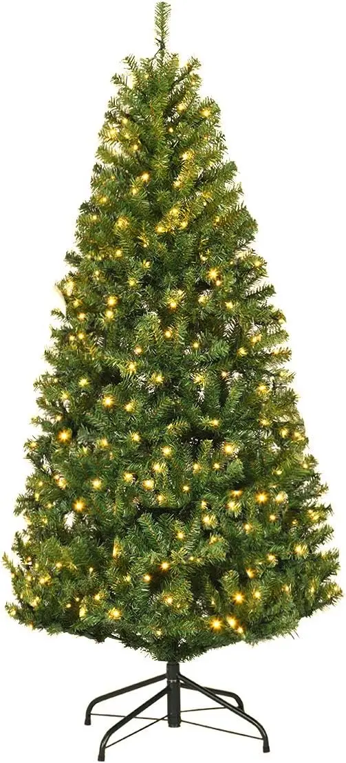 

4ft Pre-Lit Artificial Christmas Tree, Spruce Hinged with Metal Stand & LED Lights