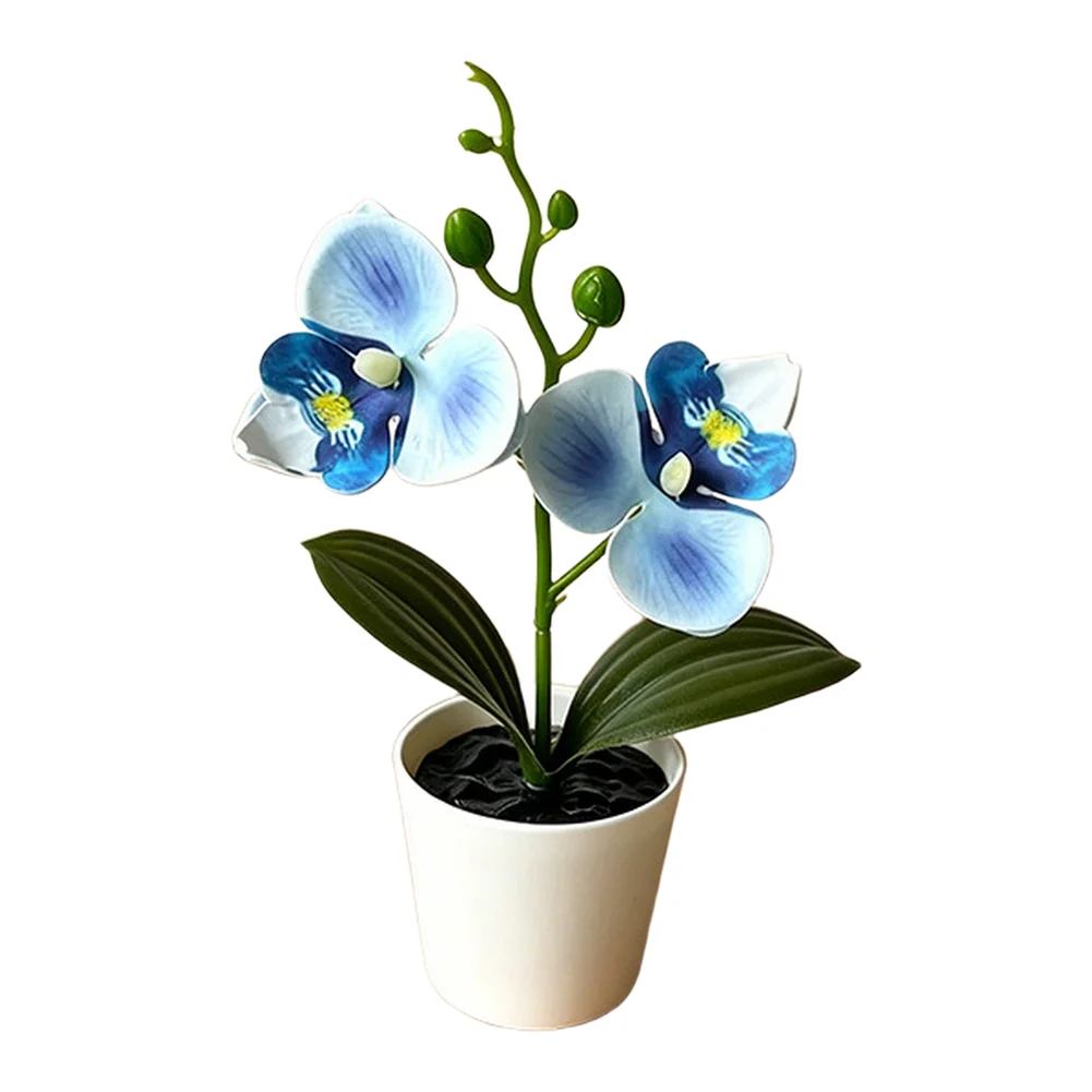 Artificial Phalaenopsis Orchid Potted Plant for Modern Interior Decor 7.87in 20cm Lifelike 2 Flower Arrangement