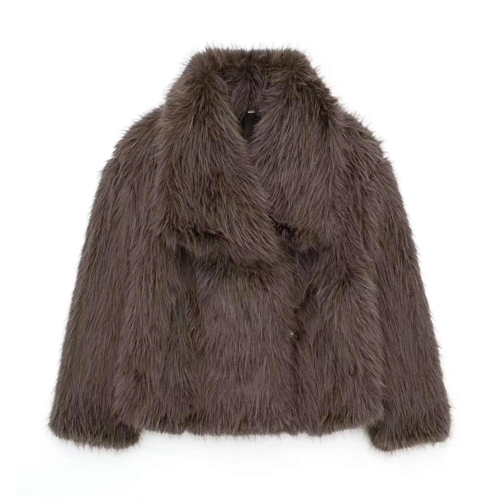 Winter 2024 neue Mode warme flauschige Pelzmantel Damen High Street Luxus großen Pelz kragen Nachahmung Fuchs Pelz jacke Damen mantel