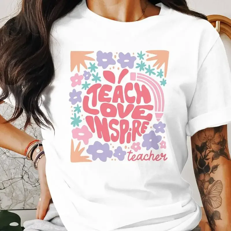 Teach Love Inspire T Shirt Teacher Appreciation Floral 17