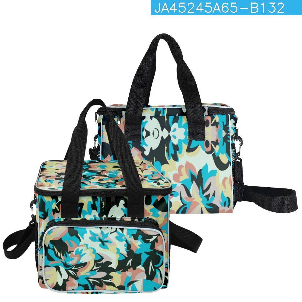 Classic Popular picnic Crossbody Art Fragmented flowers More Big Lunch Bag 3D Print Thermal insulation Food Handbags Ice Bags