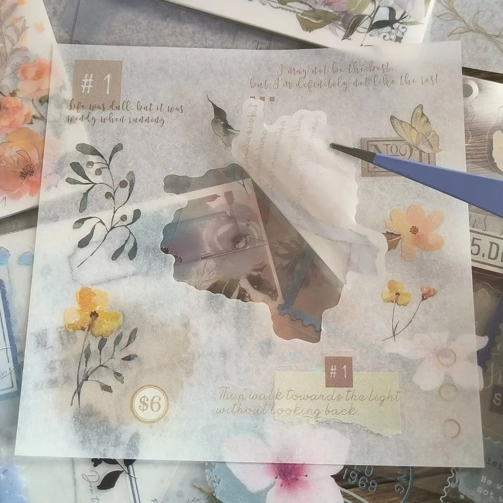 20 teile/buch Vier Jahreszeiten Thema Floral Aufkleber Buch Licht Retro Backing Aufkleber Schneiden Sammelalbum INS Stil DIY Handwerk