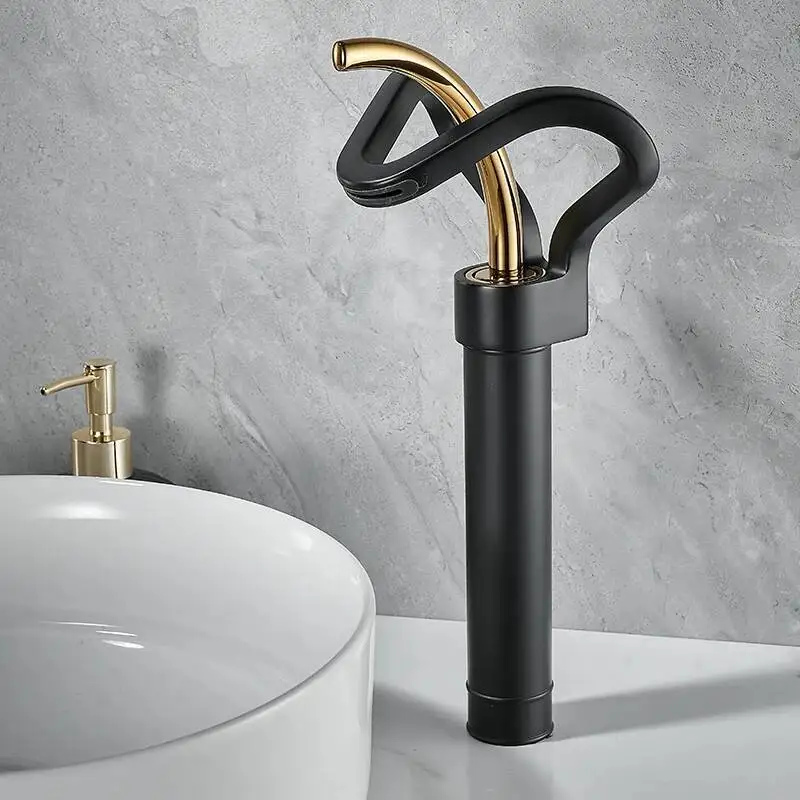 

Waterfall Creative Bathroom Basin Sink Faucet Deck Mounted Hot Cold Water Mixer Crane Brass Body Single Hole Taps Mixers