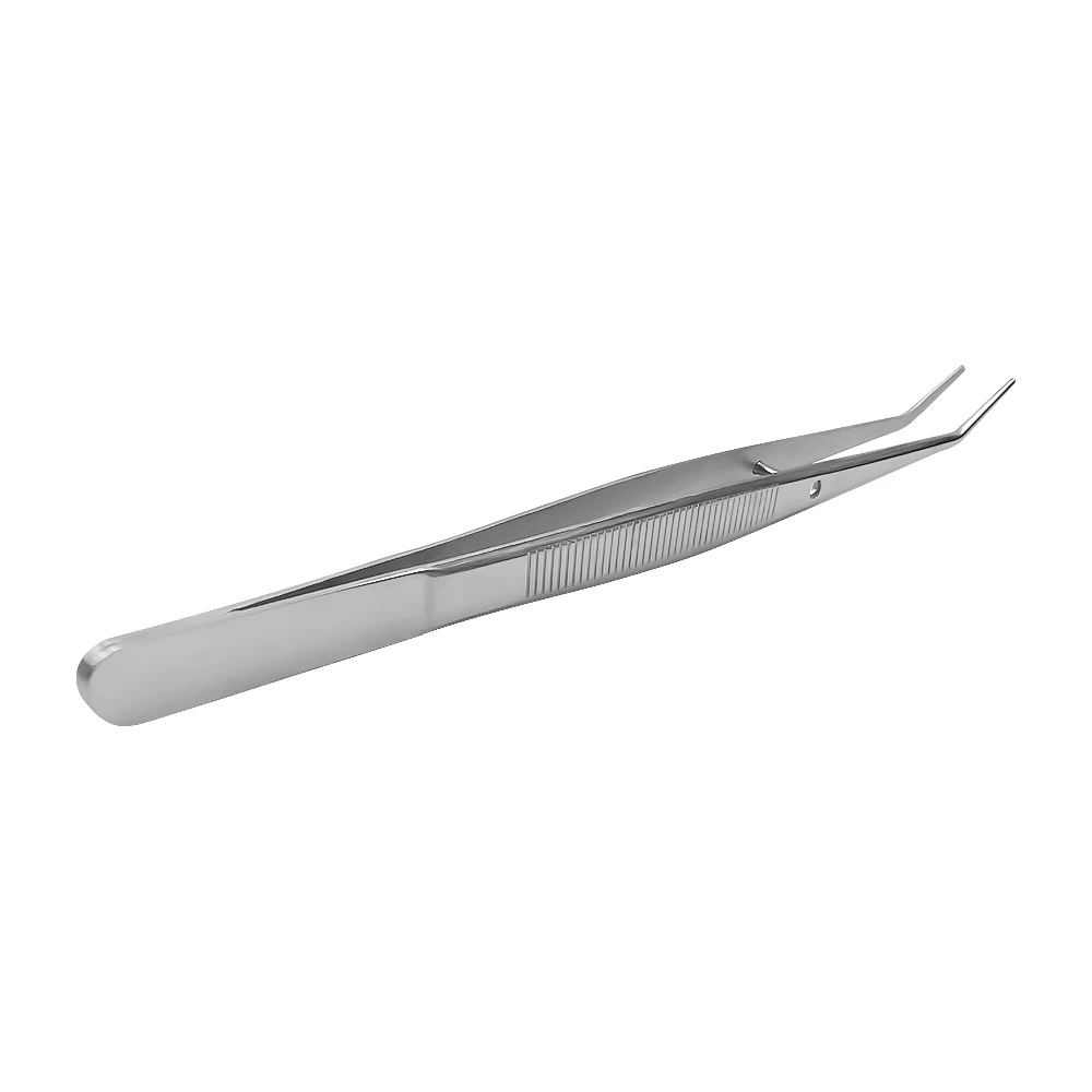 Dental Cotton Tweezers Stainless Steel Surgical Serrated Curved Tweezer Pick Up Cotton Clip Forcep Medical Surgical Instrument