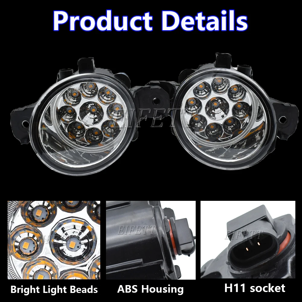 Left+Right Fog Lamp For Nissan Teana J32 2004 2005 2006 2007 2008 2009 2010 2011 2012 2013 2014 2015 Car LED H11 Fog Light 12V