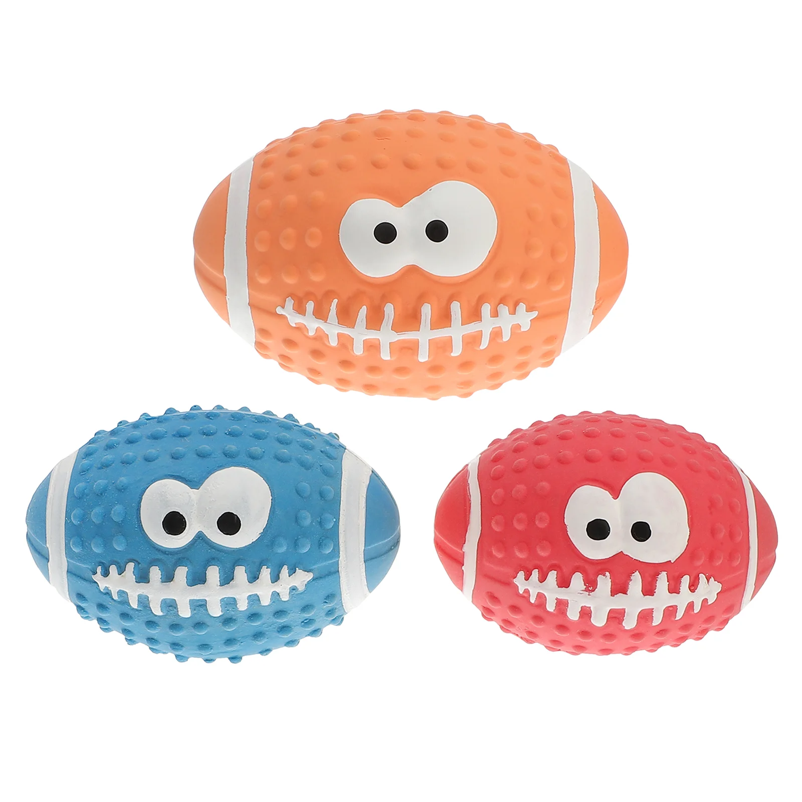 Teething Ball Toys Interactive Dog Rugby Balls for Small Dogs Squeaky Latex Pet Soccer