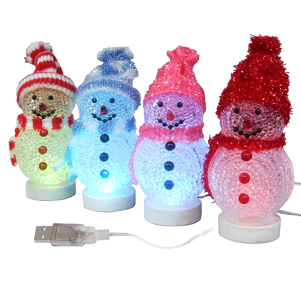 

2 PCS Glowing Snowman Night Light Bedside Table Lamp Jellyfish Lamps Indoor USB Christmas Decorations