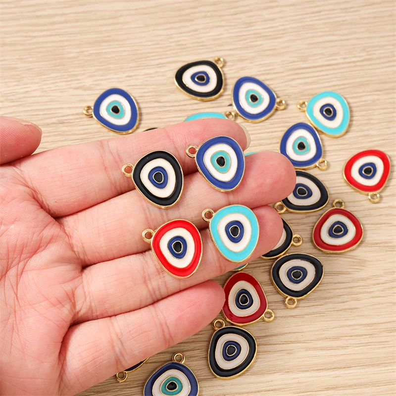 10 Stück 15x19mm Niedliche Emaille-Böses-Auge-Anhänger für die Herstellung von Ohrringen, Halsketten, Armbändern, DIY Handgemachtes Kunsthandwerk, Schmuckzubehör – Detail 3