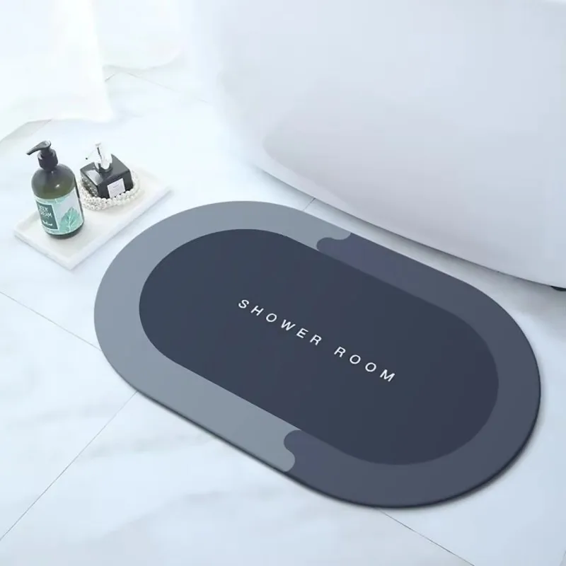 VIKAMA Two-Tone Oval Doormat—Suitable for Bathrooms, Entryways, and Balconies—Absorbent, Non-Slip, and Stylish Home Decor