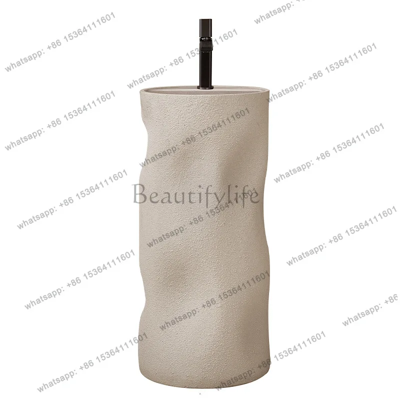 

Japanese wabi-sabi wind column basin floor-to-ceiling integrated art creative homestay washbasin