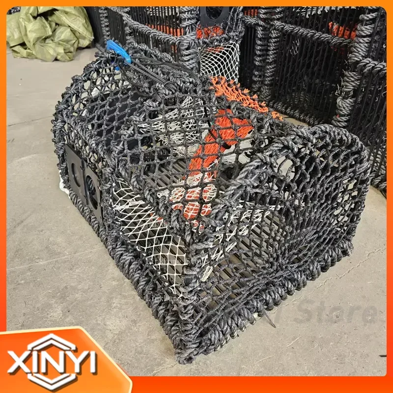 High-Strength Plastic-Coated Steel Lobster Trap Pot Black 61x45x38cm for Outdoor Fishing in Europe and UK