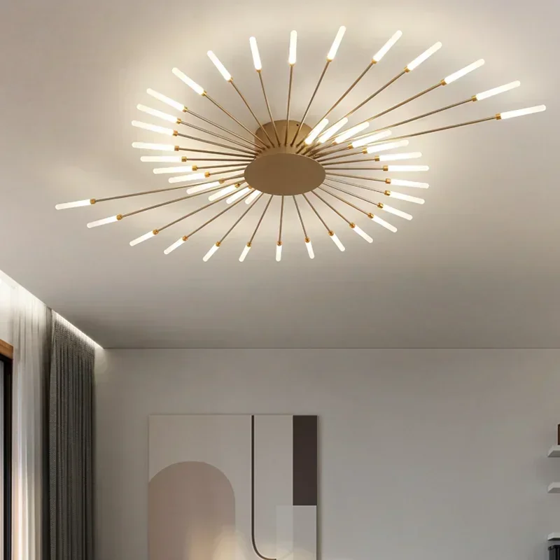 Nordic Gold Chandelier LED Ceiling Lights for Studyroom Bedroom Dining Room Foyer Kitchen Villa Apartment Indoor Home Lighting