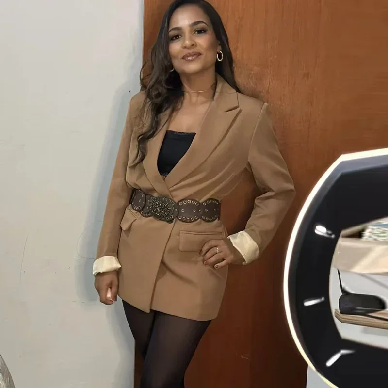 BWQ 2025 Women's Blazers New Office Casual Blazer Woman Straight Outerwears Fashion Women's Tailoring Blazers for Women Coats