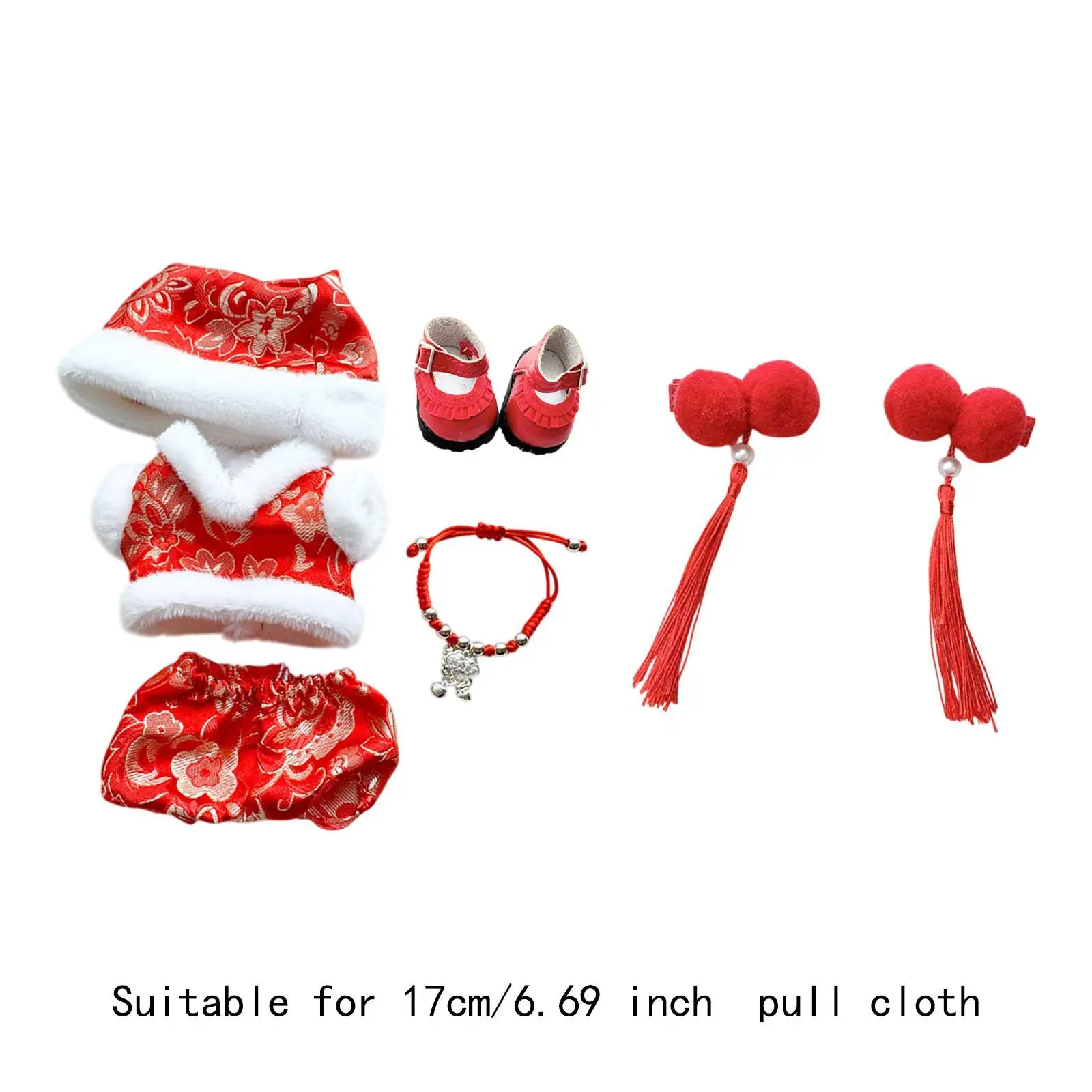 Ropa de muñeca de peluche para muñeca de 17cm, traje Tang, accesorios para fotos, moda cómoda y bonita, ropa para muñeca, disfraz de Año Nuevo Chino