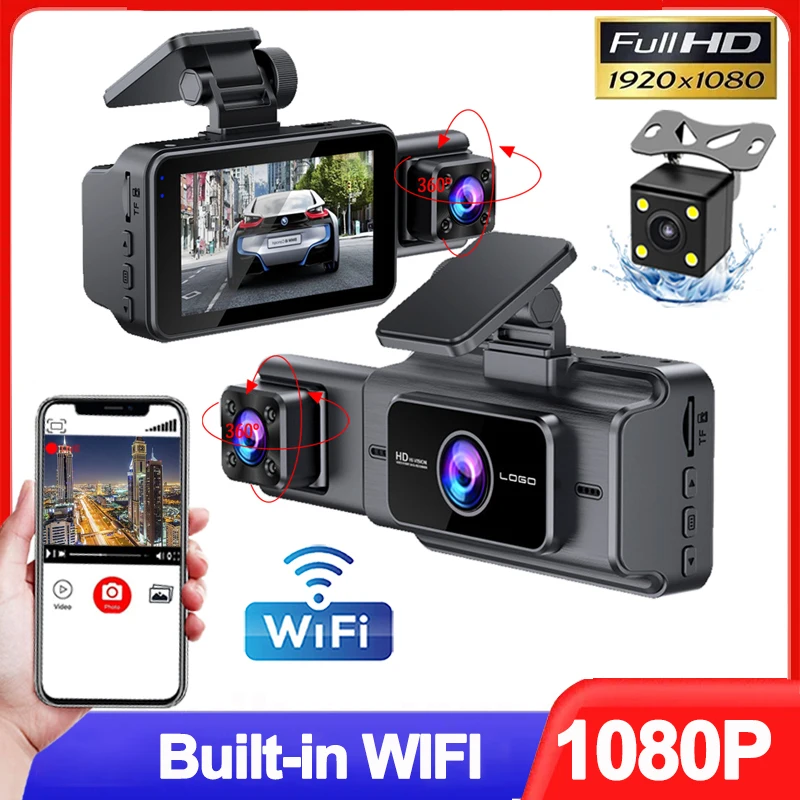 

3 Channel Car DVR 1080P WIFI Dash Cam for Cars Video Recorder Rear View Camera for Vehicle Night Vision Car Assecories Black Box