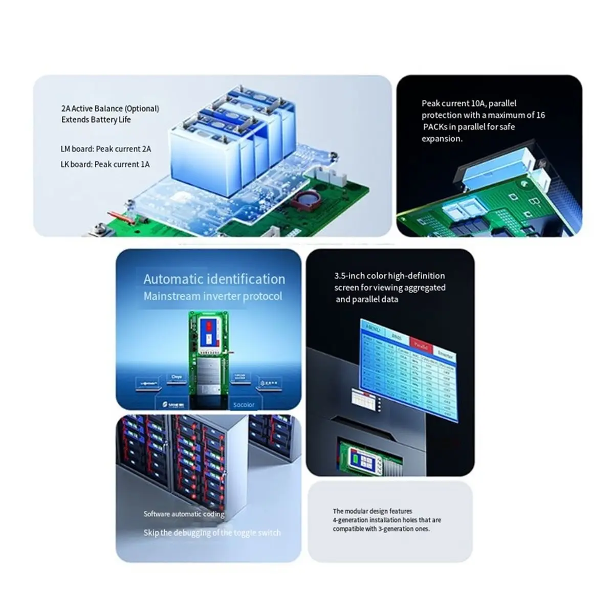 Big Discount Smart Inverter BMS LiFePo4 16S 48V 200A 2A Active Balancer BMS Family Energy Storage UAR+RS485+CAN+BT for Inverter