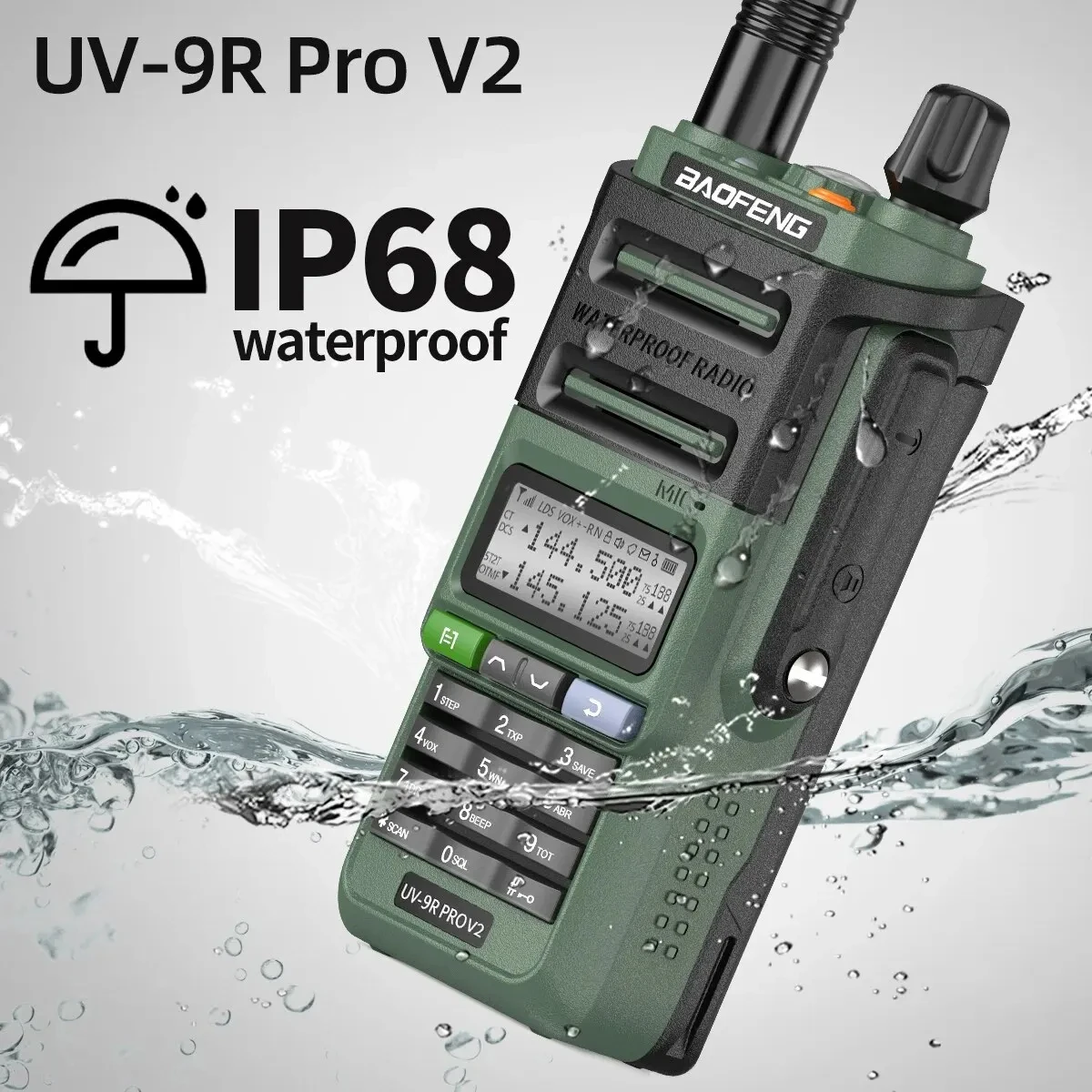 宝峰UV-9R Pro IP68防水トランシーバー デュアルバンド VHF UHF Type-C 長距離 UV-9R Plus ポータブル CB アマチュア無線 双方向無線