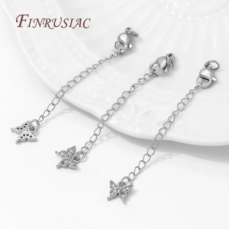 Rhodium Plated Vlinder Verlengkettingen met Kreeft Sluitingen Connector Voor Sieraden Maken DIY Armbanden/Ketting Chain Extender
