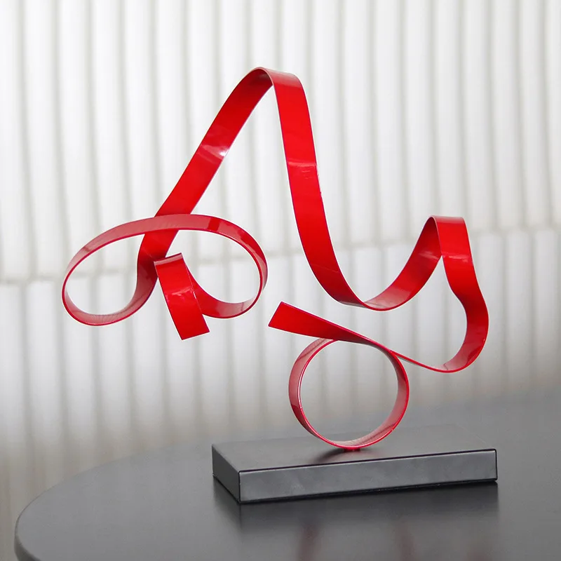 Modern abstract loop knot geometric ornament light luxury art mixed sky Aya streamer model house sales office decoration