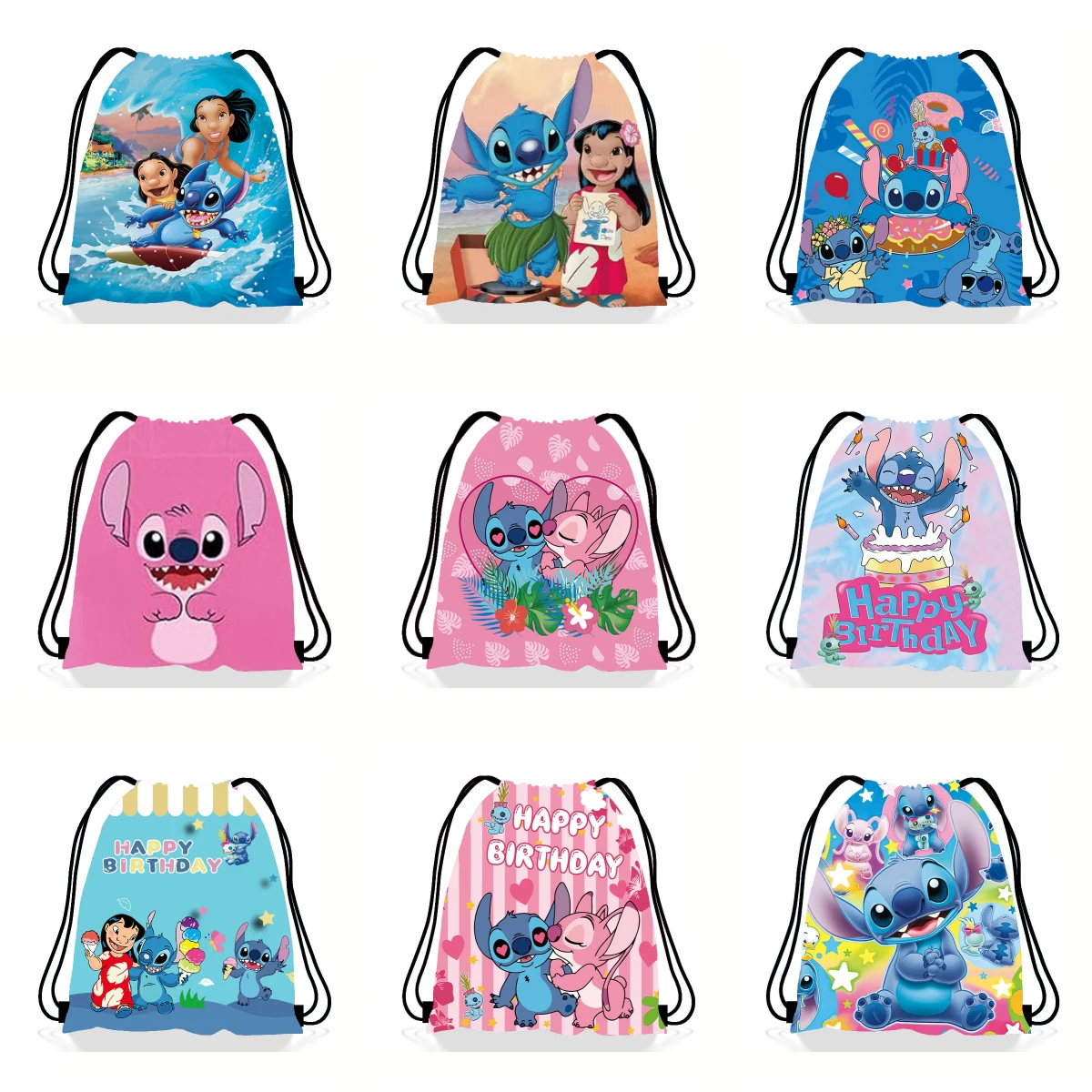 Disney Lilo & Stitch Anime zaino borsa con coulisse Stitch decorazioni per feste borsa regalo Kid Birthday Party Baby Shower forniture regali