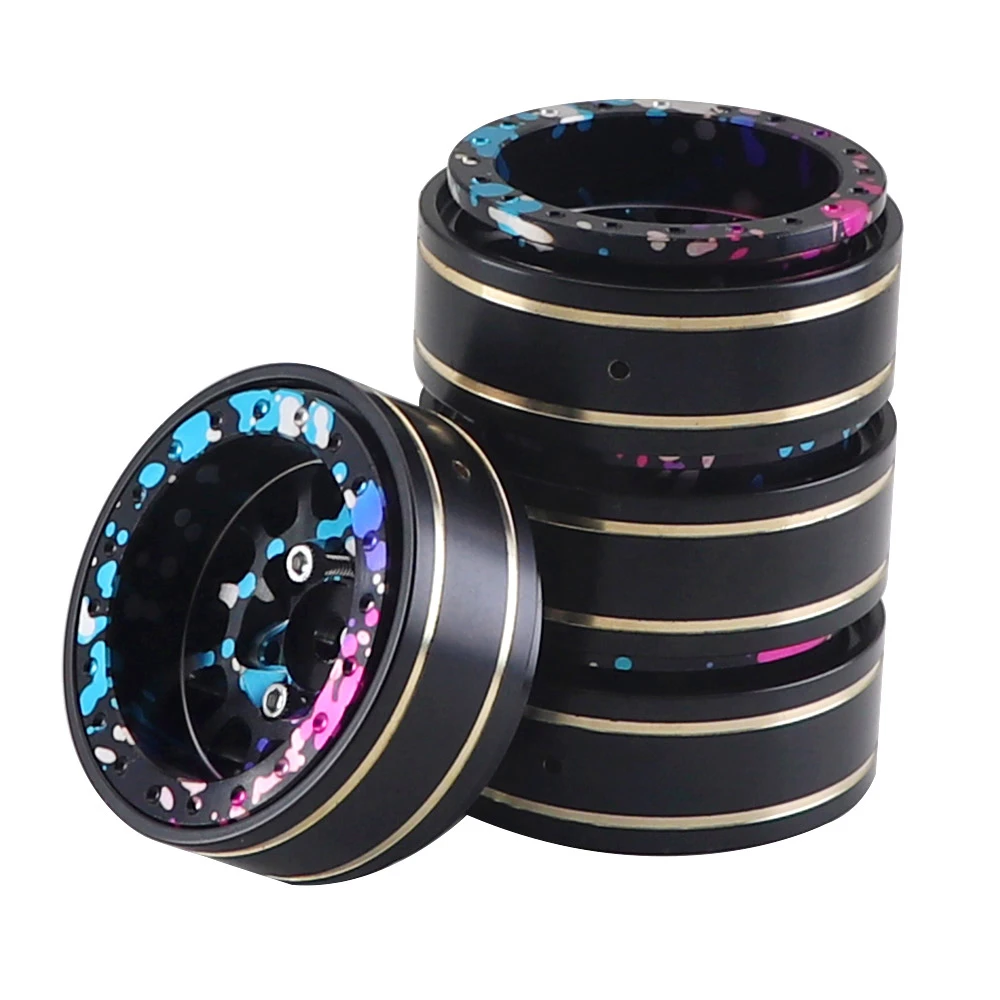 4 шт., 1,0 дюйма, 26 г, цветной алюминиевый латунный обод с бусинами для радиоуправляемого автомобиля 1/18 1/24 RC Axial SCX24 TRAXXAS TRX4M FMS FCX24