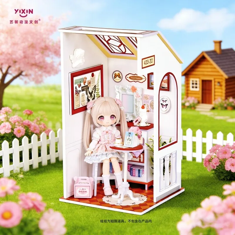 1/12 Scale Miniature Dollhouse DIY Assembly Kit for BJD Ball‑Joint Doll Anime Figure Shooting Prop Decor Display Ornament