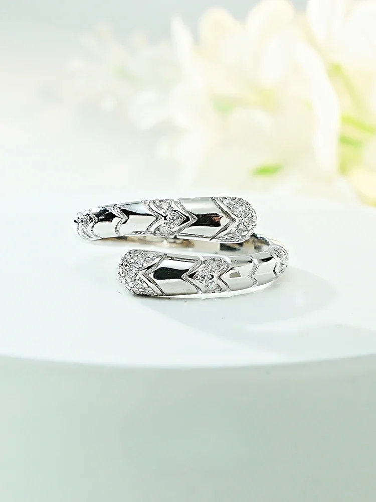 2024 925 sterling silver retro niche snake shaped antique style ring set with high carbon diamond spring shaped wedding jewelry