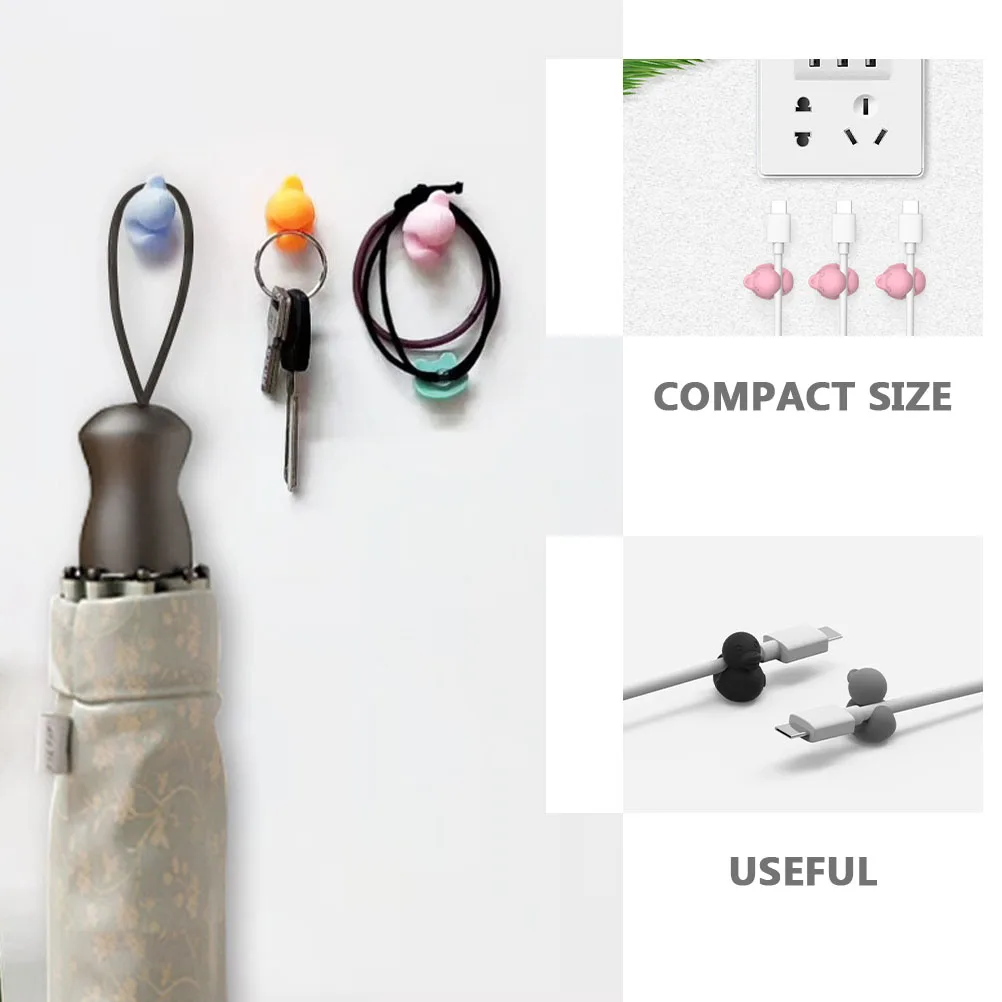 

8 Pcs Cartoon Duck Fixer Wire Holder Cable Organizers Desk Cute Holders Adhesive Organiser Data Clips Keeper Headphone