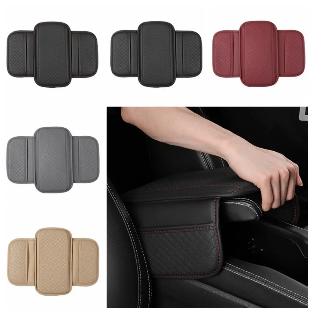 Universal Auto Armrest Pad Durable Anti Slip Center Console Cushion with Storage Pocket Anti-slip Bottom Car Armrest Cover