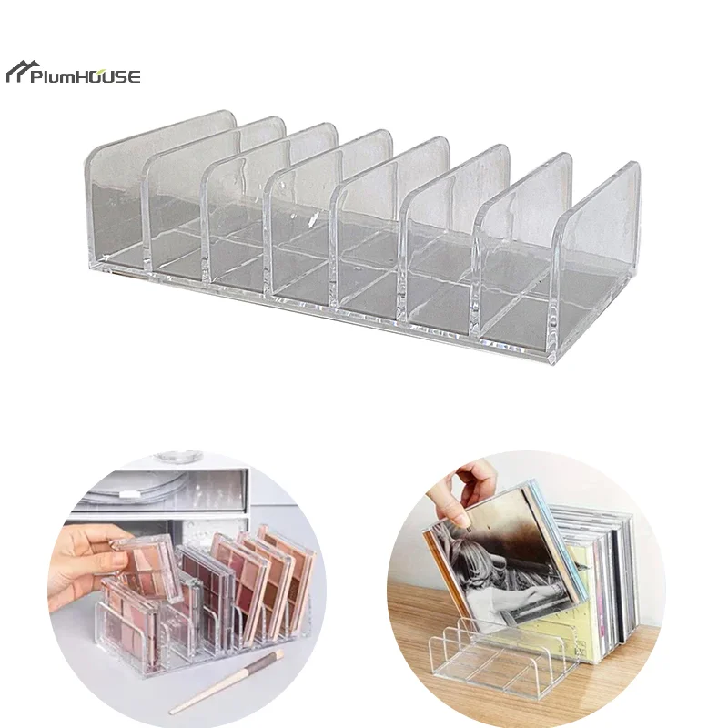 7-Grid Multifunctional Storage Rack Eyeshadow Palette Pressed Powder Cosmetics Organizer Box CD Holder Card Display Rack