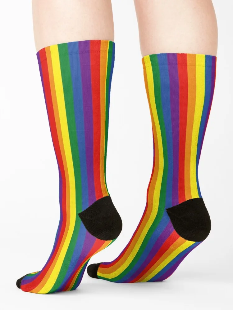 Vertical Rainbow Stripes Socks loose anti-slip with print Wholesale Socks Men Women's
