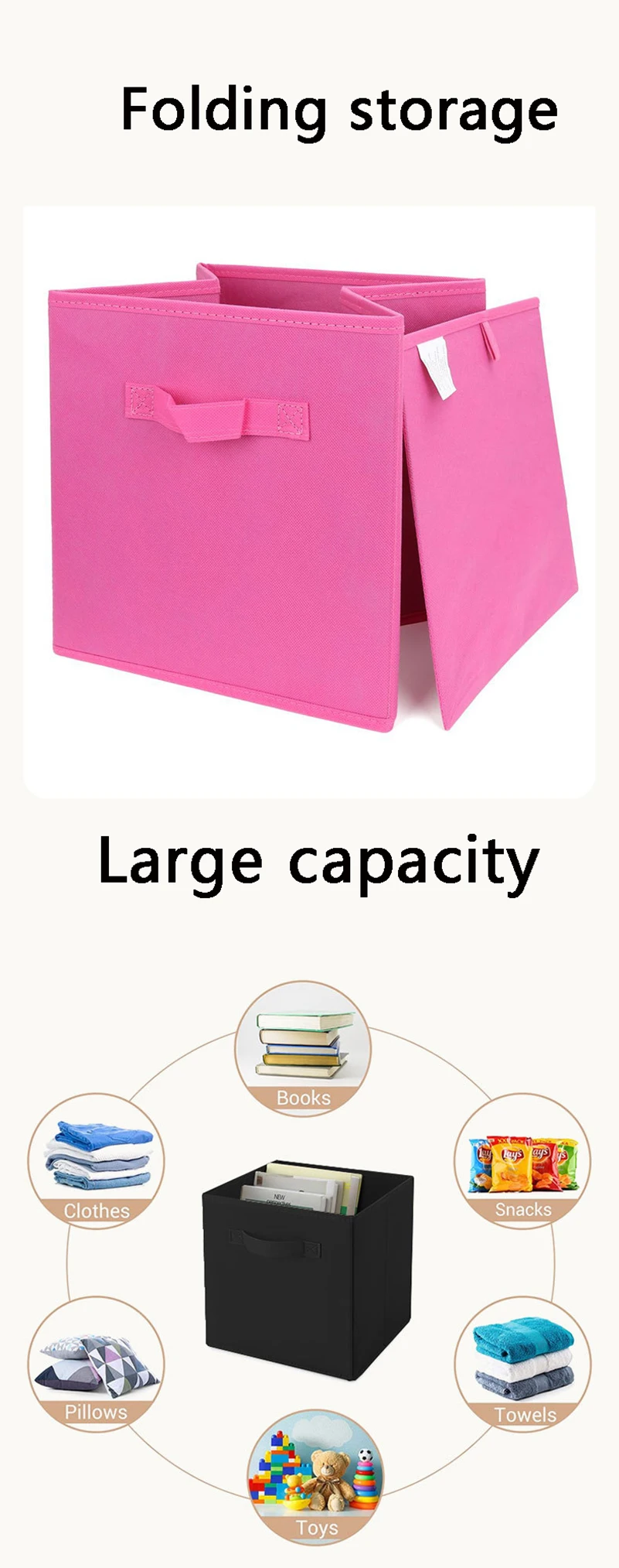 Non-Woven Storage Box Portable Clothes Toys Storage Organizer Large Capacity Foldable Box For Sundries Stationery Jacket Pants